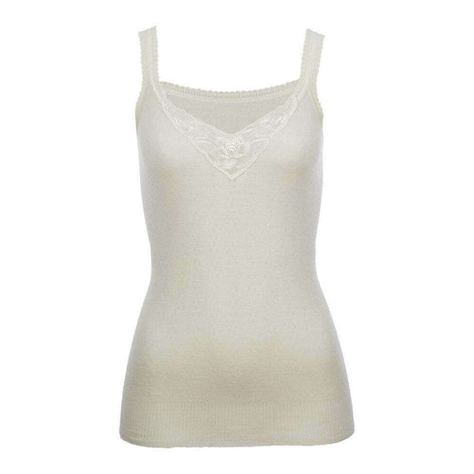 Thermo Fleece® Ladies Thermal Camisole Cami Top Poly Cotton - White