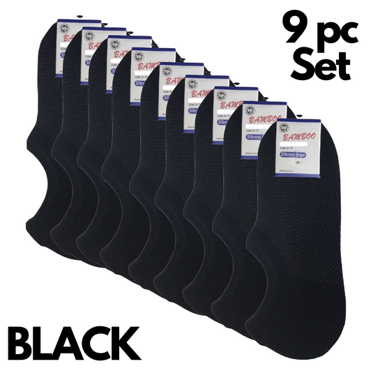 9x Pairs No Show Bamboo Socks Non-Slip Heel Grip Low Cut Invisible Footlet New