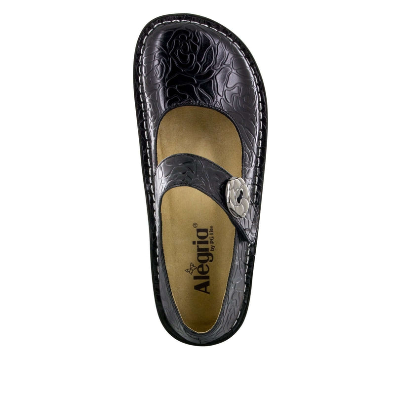 Load image into Gallery viewer, ALEGRIA Nursing Shoes Slip On Womens - Black Embossed Rose
