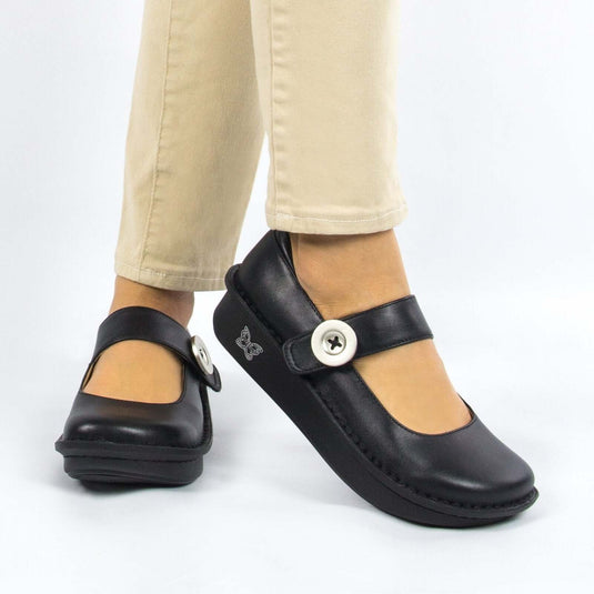 ALEGRIA Paloma Nursing Shoes Slip On Womens Work Working Hospitality - Black Nappa