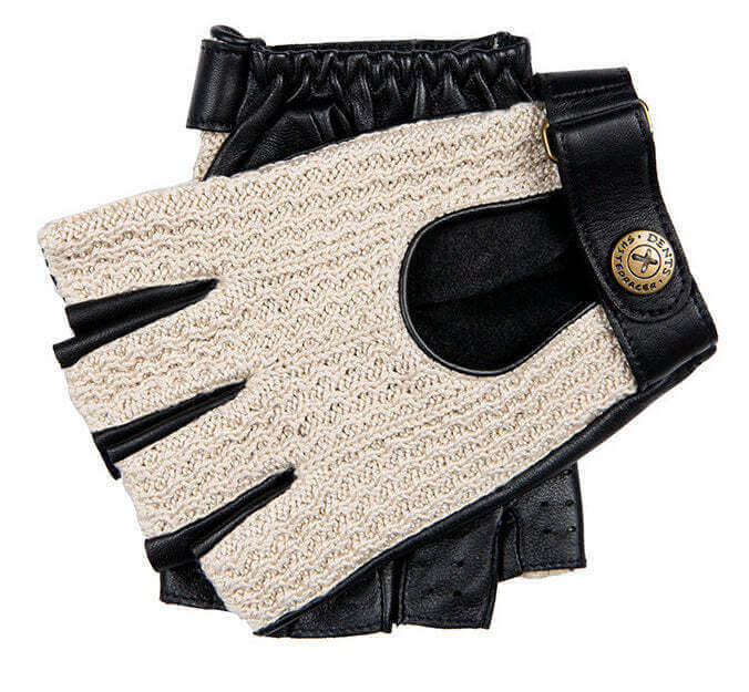 Load image into Gallery viewer, Dents Mens Suited Racer x Crochet Back Fingerless Driving Gloves - Black | Adventureco
