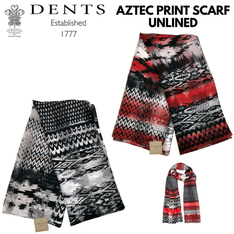 Load image into Gallery viewer, DENTS Monotone Aztec Print Scarf Ladies Womens MADE IN ITALY Unlined Fine
