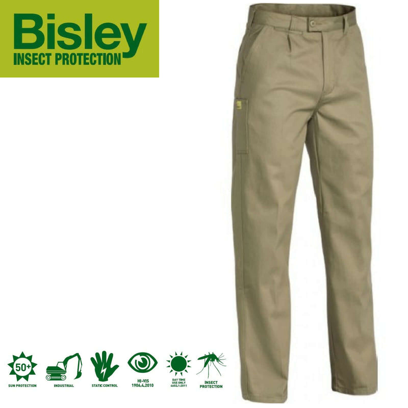 Load image into Gallery viewer, Bisley Mens Insect Protection Drill Work Pants Trousers - Khaki
