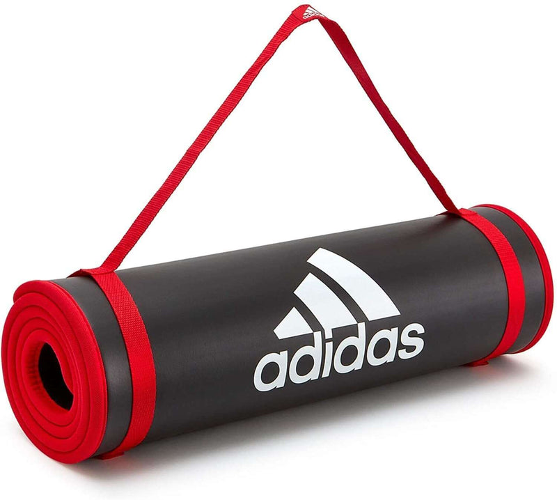 Load image into Gallery viewer, Adidas Training 10mm Exercise Floor Mat Gym Thick Yoga Fitness Judo Pilates - Black/Red
