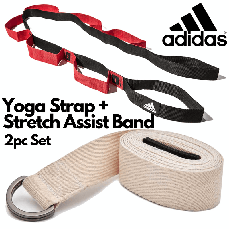 Load image into Gallery viewer, 2pc Set Adidas Stretch Assist Band Looped + Yoga Strap 2.5m Long Adjustable Belt | Adventureco
