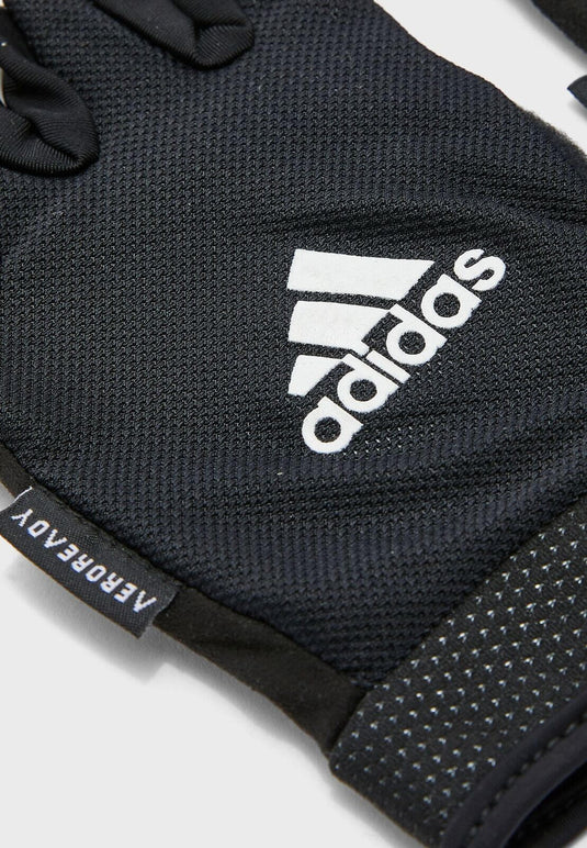 Adidas Adjustable Essential Gloves Weight Lifting Gym Workout Training - Black
