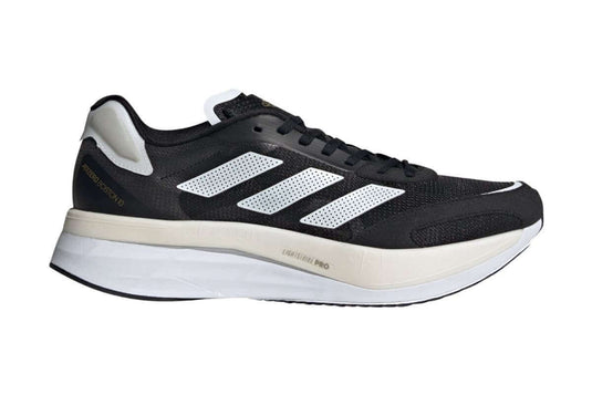 Adidas Mens Adizero Boston 10 Shoes - Black/White/Gold | Adventureco