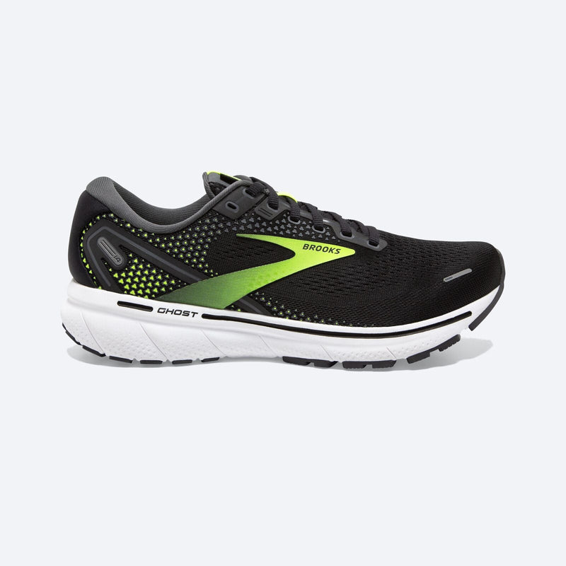 Load image into Gallery viewer, Brooks Mens Ghost 14 Road Running Shoes - Black/Green
