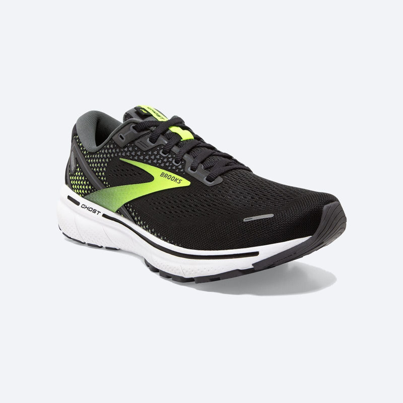 Load image into Gallery viewer, Brooks Mens Ghost 14 Road Running Shoes - Black/Green
