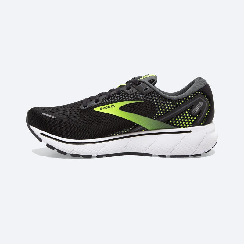 Load image into Gallery viewer, Brooks Mens Ghost 14 Road Running Shoes - Black/Green
