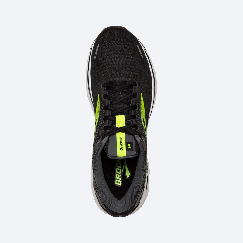 Load image into Gallery viewer, Brooks Mens Ghost 14 Road Running Shoes - Black/Green
