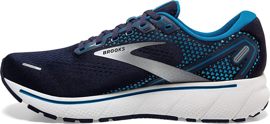 Brooks Mens Ghost 14 Neutral Shoes Width (D)- Navy/Stellar/White