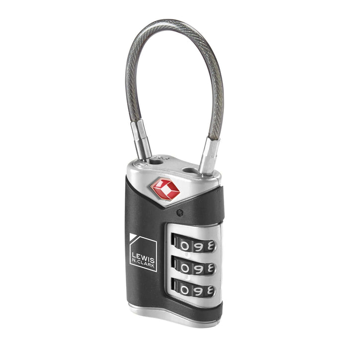 Lewis N. Clark TSA Approved Easy Set Combination Luggage Lock w Steel Cable | Adventureco