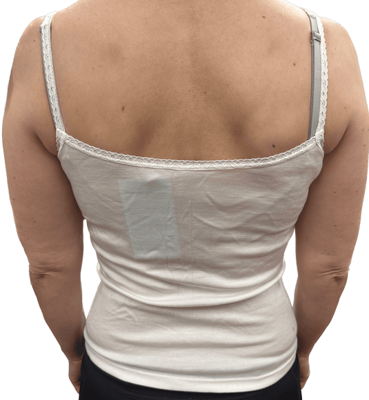 Thermo Fleece Ladies Pure Wool Camisole w Lace Thermal Thermals Top Singlet - Natural