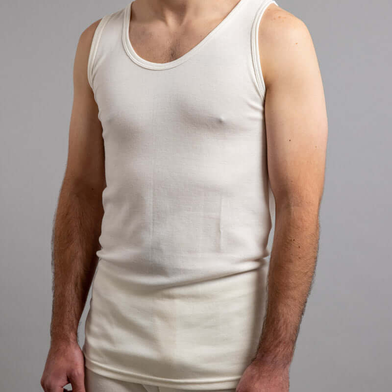 Load image into Gallery viewer, Mens Thermal Singlet Sleeveless Top Merino Wool Blend AUS MADE Thermals
