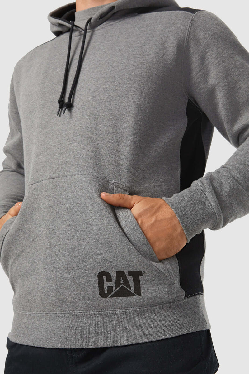 Load image into Gallery viewer, Caterpillar Logo Panel Hooded Sweatshirt Jumper Hoodie Warm Winter - Dark Heather Grey
