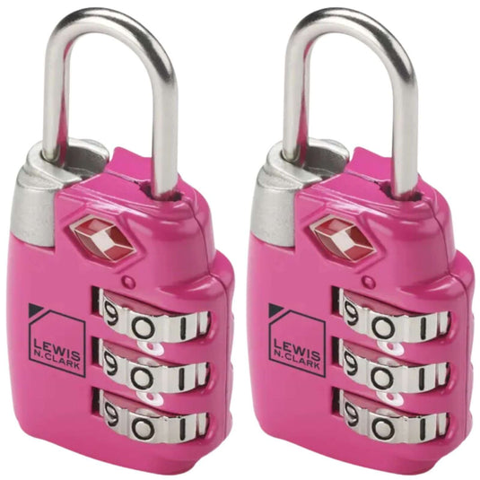 2x Lewis N. Clark PadLock Suitcase TSA Approved Combination Lock Travel - Pink