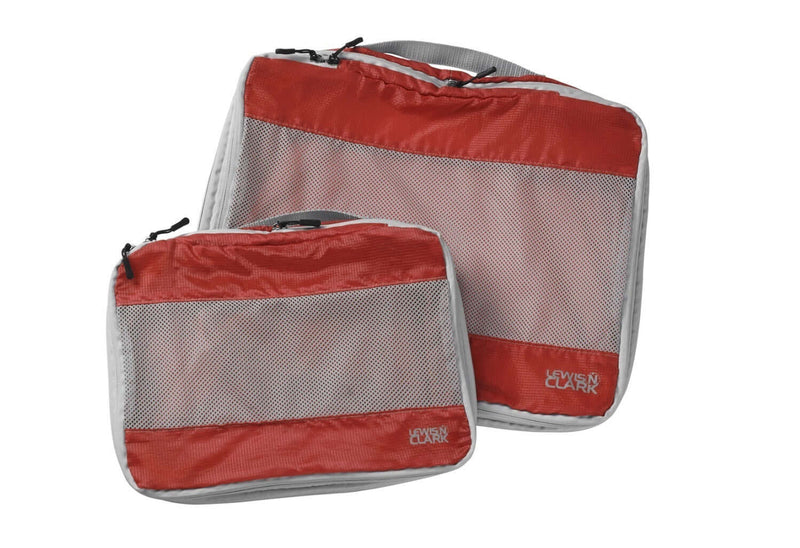 Load image into Gallery viewer, 2pcs Lewis N. Clark Electrolight Packing Cubes Travel Space Saving Bags - Red
