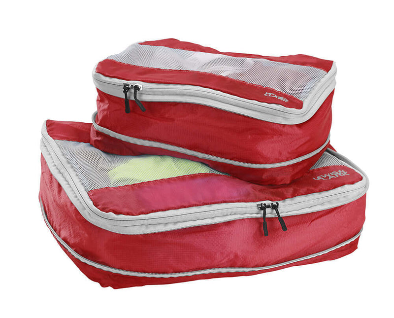 Load image into Gallery viewer, 2pcs Lewis N. Clark Electrolight Packing Cubes Travel Space Saving Bags - Red | Adventureco
