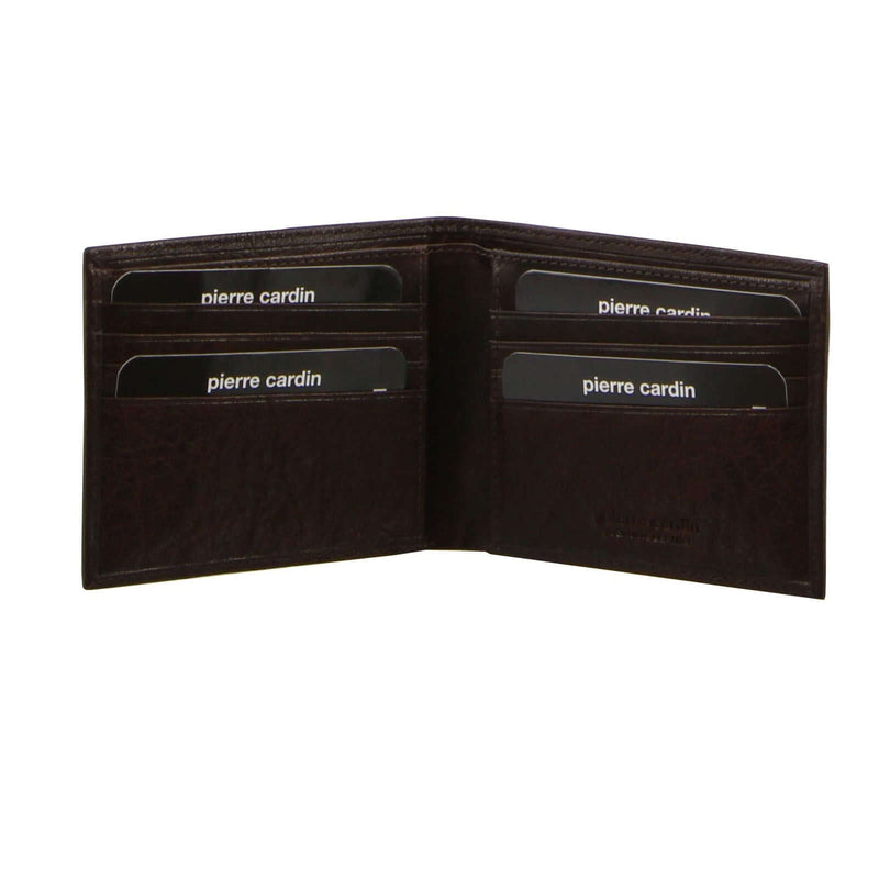 Load image into Gallery viewer, Pierre Cardin Mens Rustic Leather Bi-Fold Wallet Card Holder - Brown
