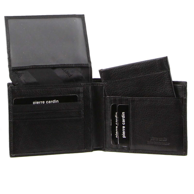 Load image into Gallery viewer, Pierre Cardin Mens Genuine Italian Leather Wallet Removable Coin Purse - Black
