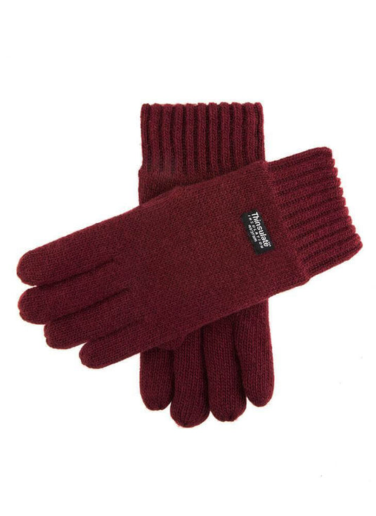 Dents Mens 100% Wool Knit Gloves with 3M Thinsulate Lining - Chocolate - X-Large