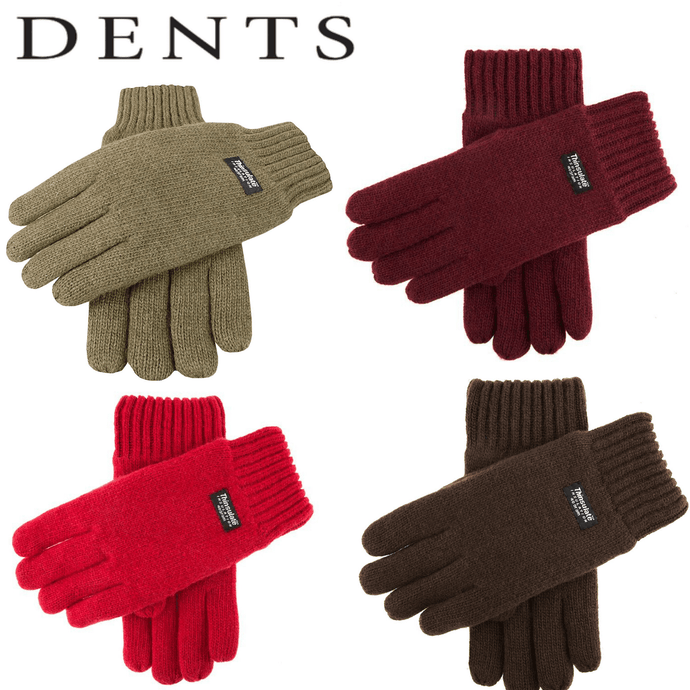 Dents Mens 100% Wool Knit Gloves with 3M Thinsulate Lining - Chocolate - X-Large