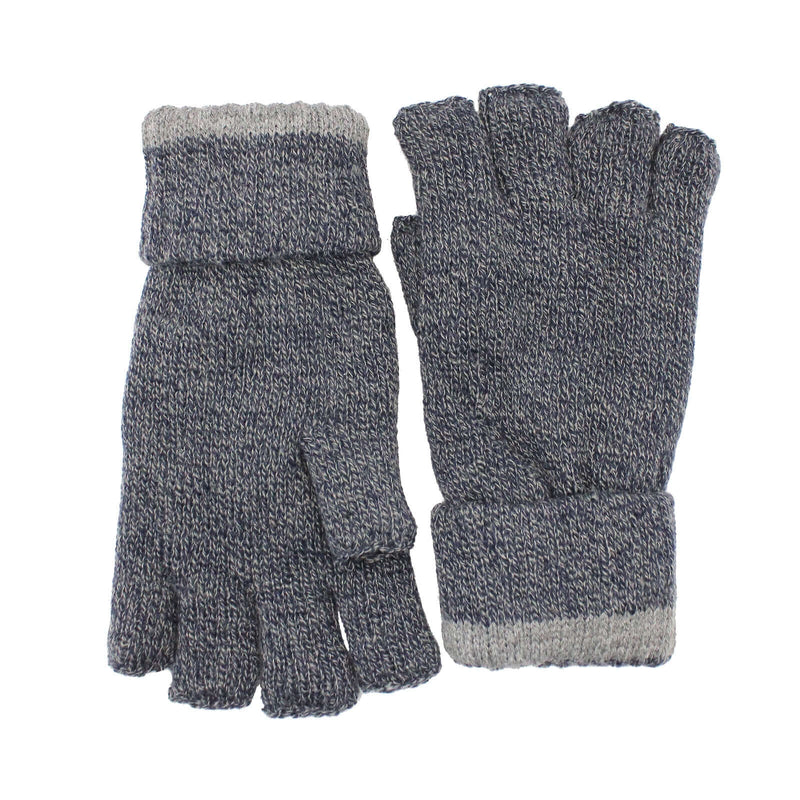 Load image into Gallery viewer, Dents Mens Thinsulate Lined Fingerless Knit Gloves with Rollover Cuff - Navy Marle
