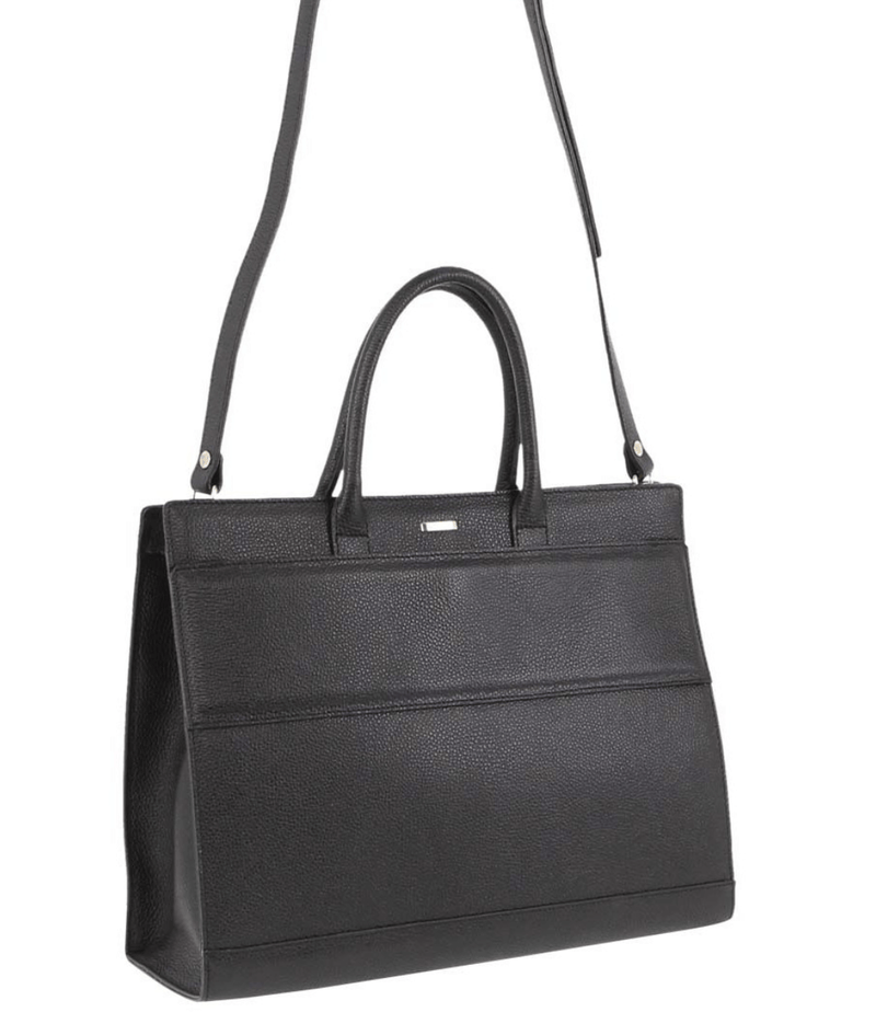 Load image into Gallery viewer, Morrissey Womens Italian Leather Laptop Bag Computer Tote Handbag - Black
