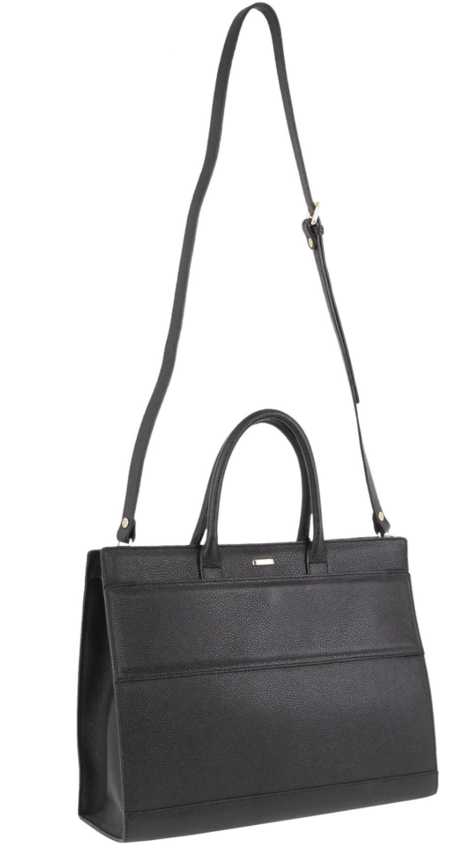 Load image into Gallery viewer, Morrissey Womens Italian Leather Laptop Bag Computer Tote Handbag - Black

