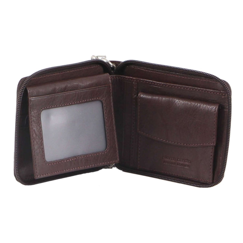 Load image into Gallery viewer, Pierre Cardin Zip Around Mens Leather Wallet with Chain in Chestnut
