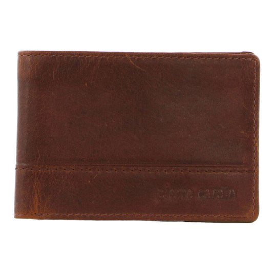 Pierre Cardin Mens Rustic Leather Wallet Bi-Fold RFID Slim - Tan