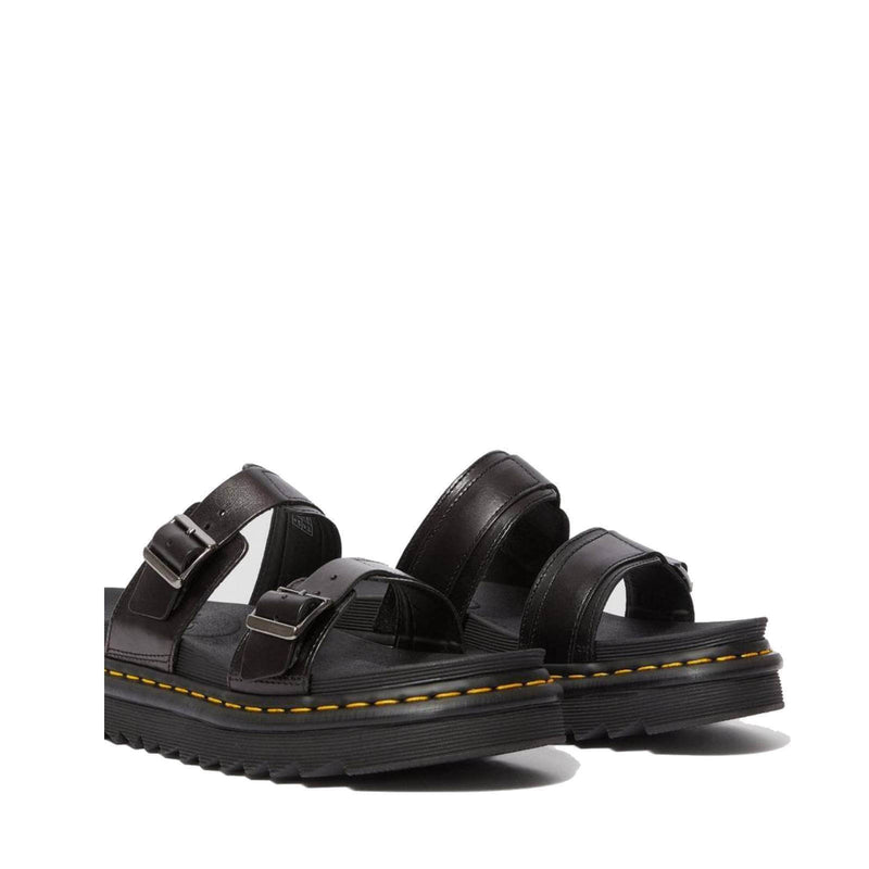 Load image into Gallery viewer, Dr. Martens Womens Myles Slides Leather Sandals - Black
