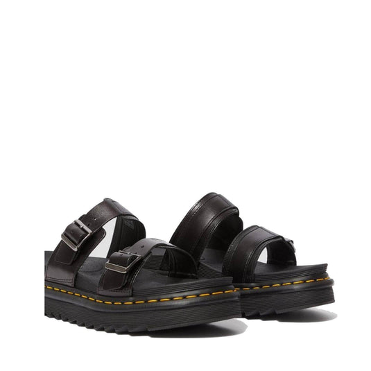 Dr. Martens Womens Myles Slides Leather Sandals - Black