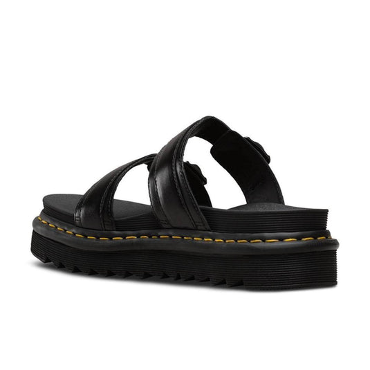 Dr. Martens Womens Myles Slides Leather Sandals - Black