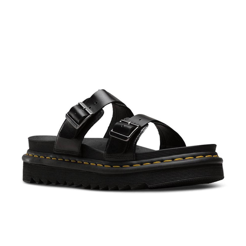 Load image into Gallery viewer, Dr. Martens Womens Myles Slides Leather Sandals - Black
