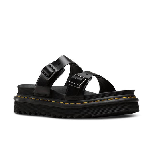 Dr. Martens Womens Myles Slides Leather Sandals - Black