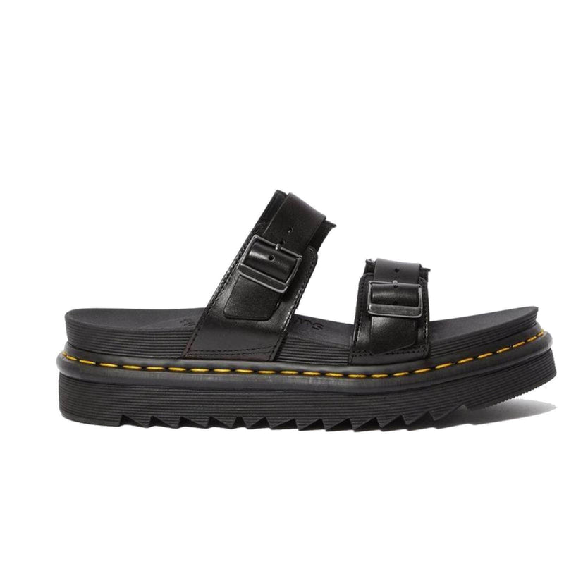 Load image into Gallery viewer, Dr. Martens Womens Myles Slides Leather Sandals - Black
