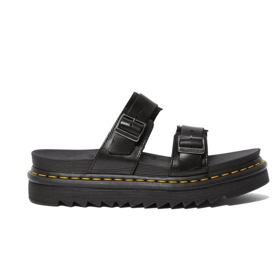 Dr. Martens Womens Myles Slides Leather Sandals - Black