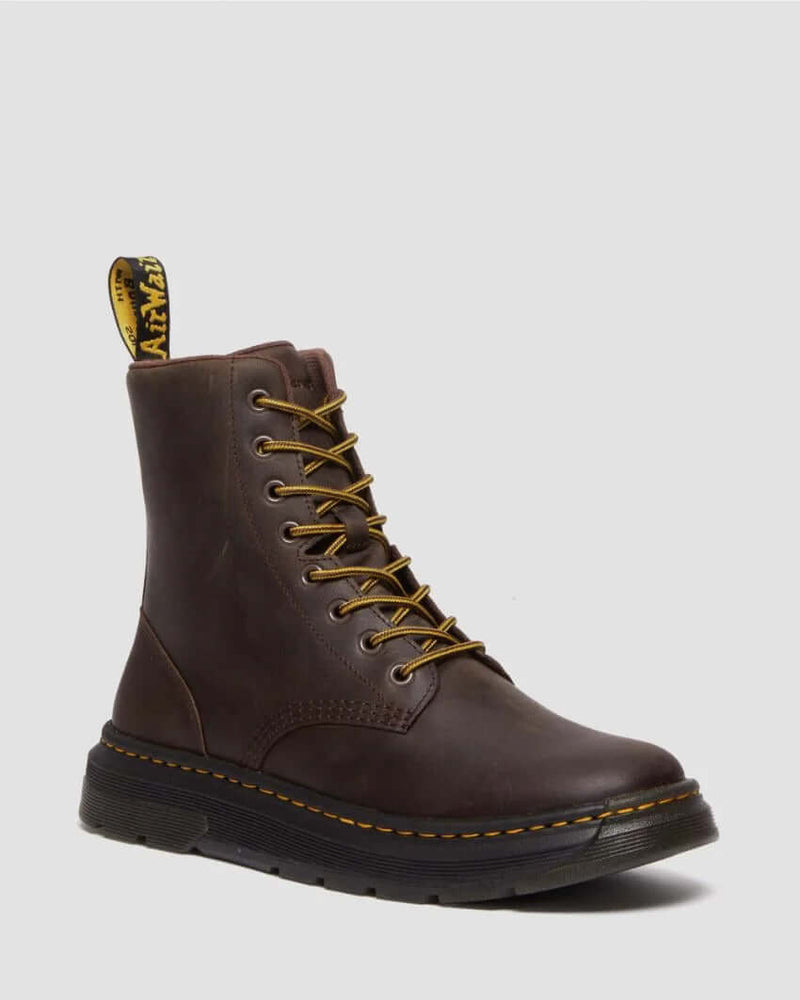 Load image into Gallery viewer, Dr. Martens Crewson 8 Eye Crazy Horse Leather Boots - Dark Brown
