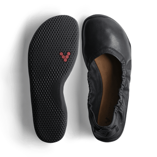 Vivobarefoot Primus Asana Yin Ballerina Leather Womens Obsidian