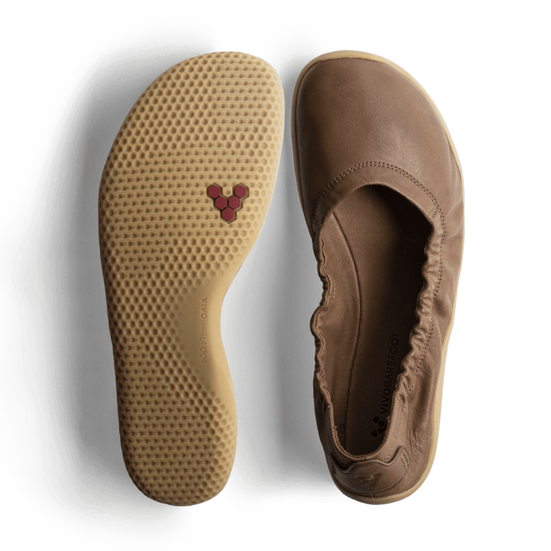 Load image into Gallery viewer, Vivobarefoot Primus Asana Yin Ballerina Leather Womens Tan
