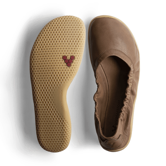 Vivobarefoot Primus Asana Yin Ballerina Leather Womens Tan