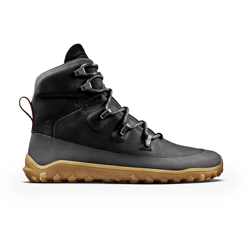 Load image into Gallery viewer, Vivobarefoot Tracker Leather AT women&#39;s obsidian trail boot featuring breathable design and durable All Terrain outsole.
