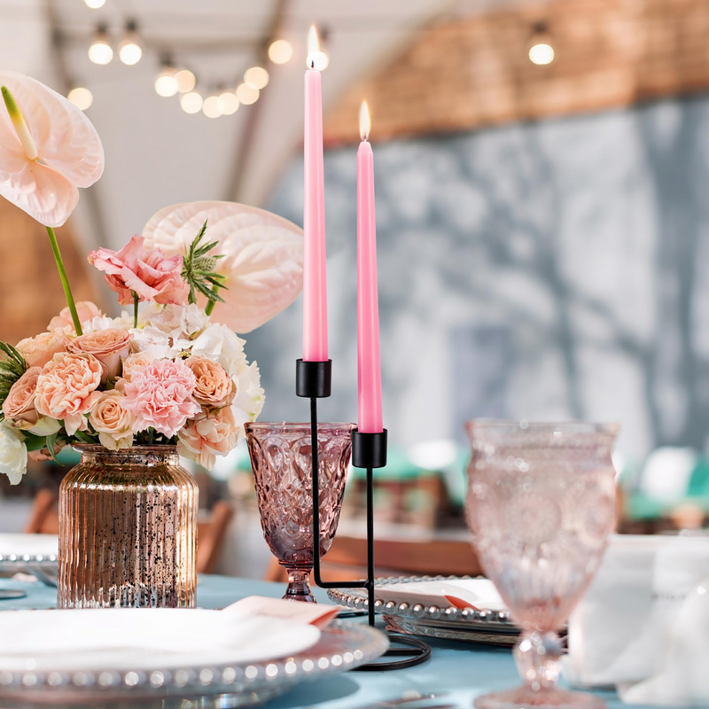 Load image into Gallery viewer, 48x Tapered Dinner Candles Unscented Taper Wedding Candle 25cm in Pink-3
