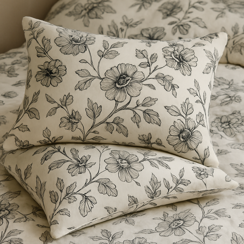Load image into Gallery viewer, King Comforter Full Set w/ Fitted Sheet, 4 Pillow Covers &amp; Comforter - Flowers Black/White (6 Piece Set)-4
