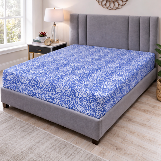King Comforter Full Set w/ Fitted Sheet, 4 Pillow Covers & Comforter - Blue (6 Piece Set)-4