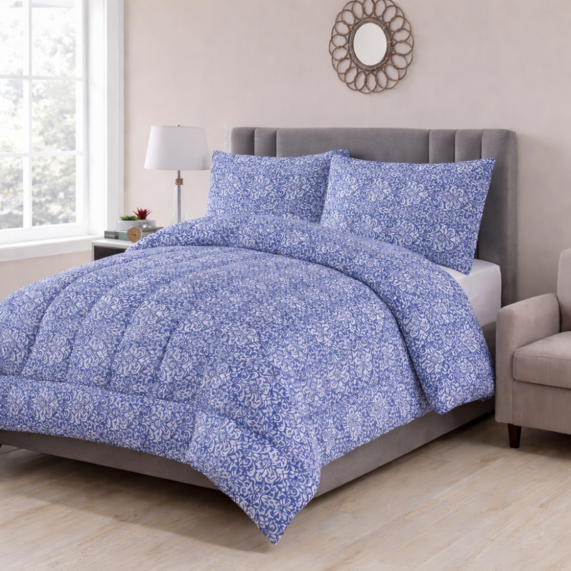 Load image into Gallery viewer, King Comforter Full Set w/ Fitted Sheet, 4 Pillow Covers &amp; Comforter - Blue (6 Piece Set)-0
