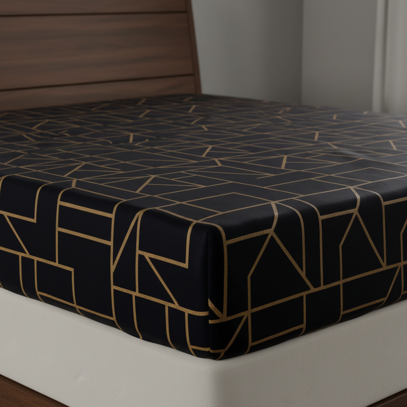 Load image into Gallery viewer, King Comforter Full Set w/ Fitted Sheet, 4 Pillow Covers &amp; Comforter - Geometric Black (6 Piece Set)-3
