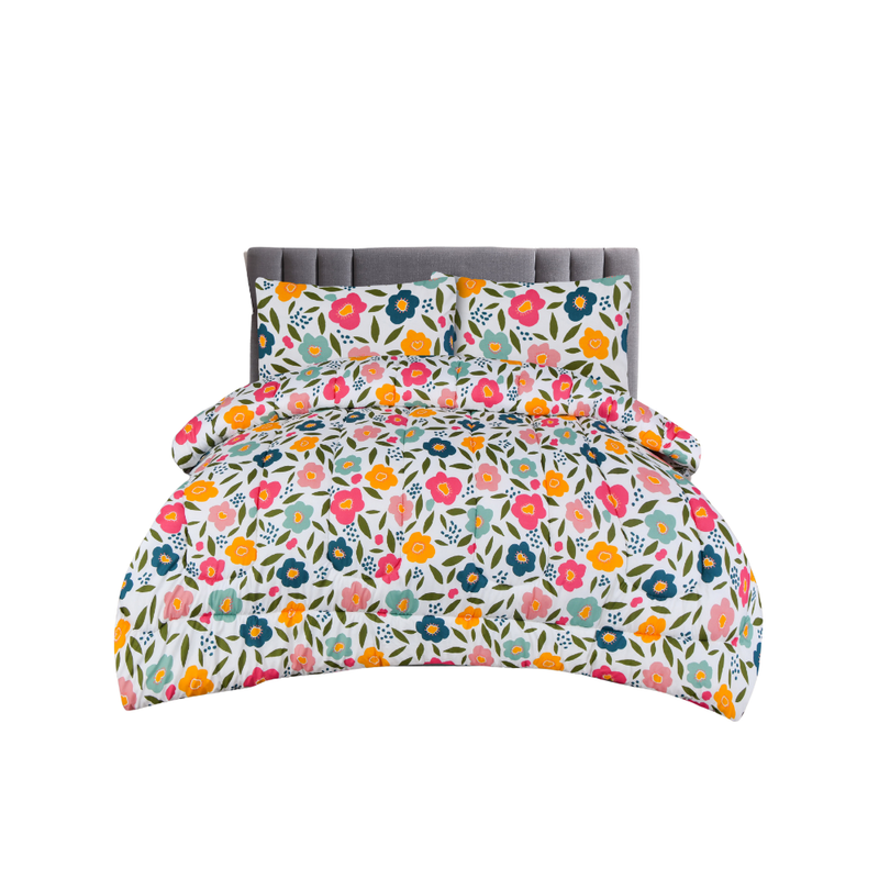Load image into Gallery viewer, Queen Comforter Full Set w/ Fitted Sheet, 4 Pillow Covers &amp; Comforter - Flowers (6 Piece Set)-1
